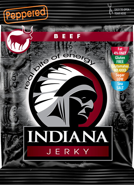 Zobrazit detail výrobku Indiana Indiana Jerky beef (hovězí) Peppered 25 g Zobrazit detail výrobku Indiana Indiana Jerky beef (hovězí) Peppered 25 g