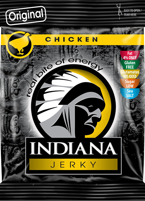 Zobrazit detail výrobku Indiana Indiana Jerky chicken (kuřecí) Original 25 g Zobrazit detail výrobku Indiana Indiana Jerky chicken (kuřecí) Original 25 g
