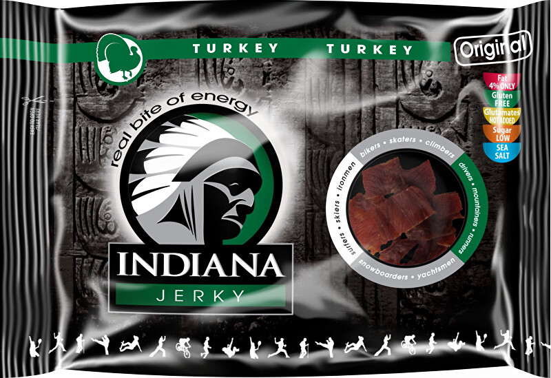 Zobrazit detail výrobku Indiana Indiana Jerky turkey (krůtí) Original 100 g Zobrazit detail výrobku Indiana Indiana Jerky turkey (krůtí) Original 100 g