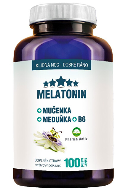 Zobrazit detail výrobku Pharma Activ Melatonin Mučenka Meduňka B6 100 tablet Zobrazit detail výrobku Pharma Activ Melatonin Mučenka Meduňka B6 100 tablet
