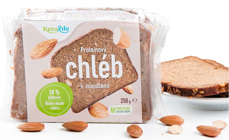 Zobrazit detail výrobku KetoLife Proteinový chléb - S mandlemi 250 g Zobrazit detail výrobku KetoLife Proteinový chléb - S mandlemi 250 g