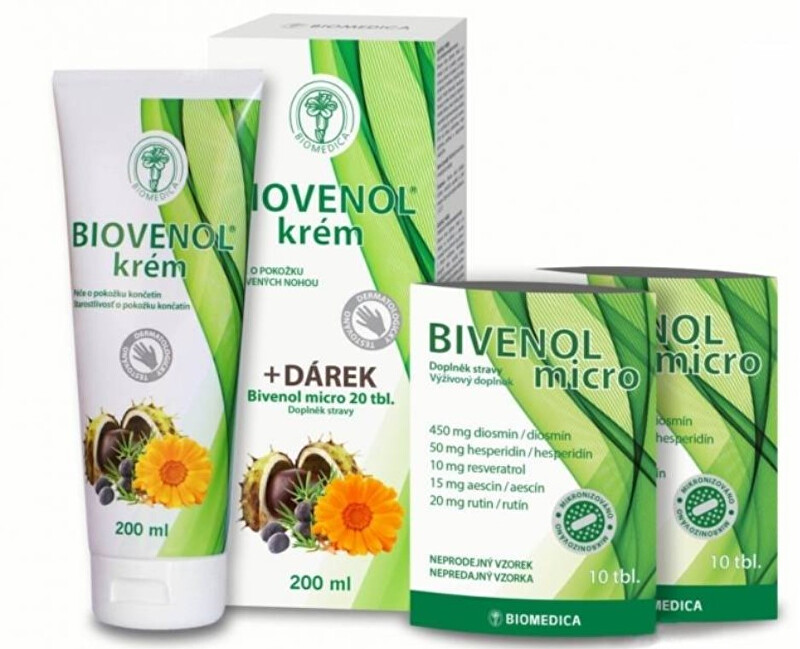 Zobrazit detail výrobku Biomedica Biovenol krém 200 ml + Bivenol micro 20 tablet Zobrazit detail výrobku Biomedica Biovenol krém 200 ml + Bivenol micro 20 tablet