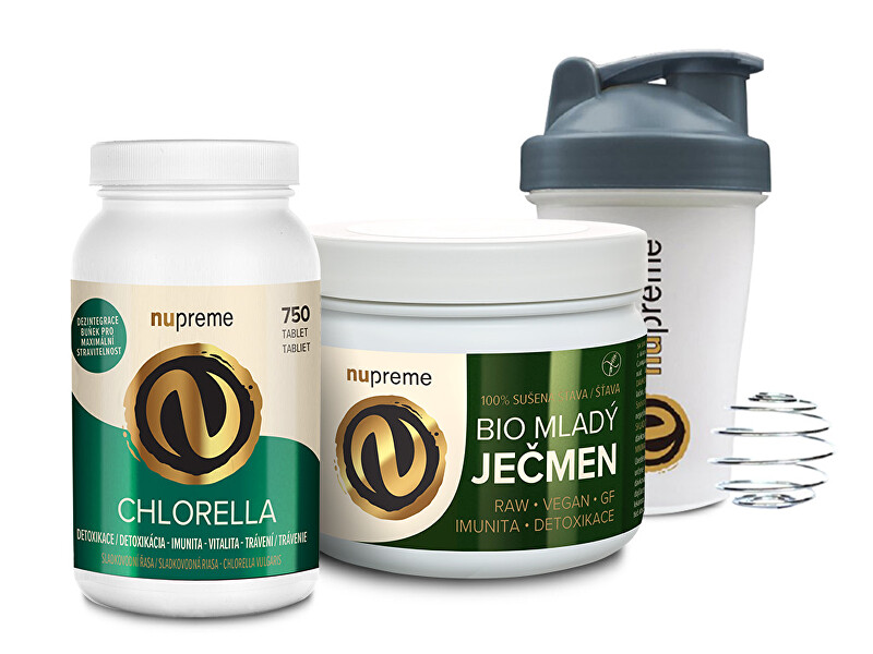Zobrazit detail výrobku Nupreme Chlorella BIO 750 tbl + Mladý ječmen premium 200 g BIO + Shaker Zobrazit detail výrobku Nupreme Chlorella BIO 750 tbl + Mladý ječmen premium 200 g BIO + Shaker