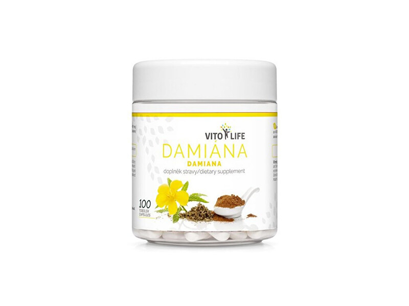 Zobrazit detail výrobku Vito life Damiána 400 mg (extrakt 10:1), 100 tobolek Zobrazit detail výrobku Vito life Damiána 400 mg (extrakt 10:1), 100 tobolek