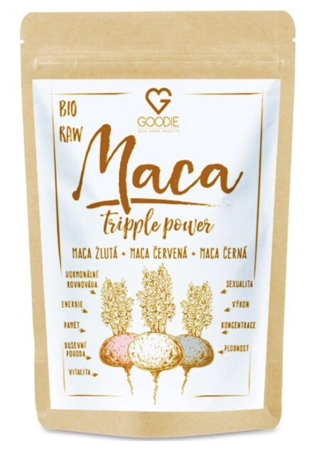 Zobrazit detail výrobku Goodie Maca Tripple Power BIO 150 g (žlutá+černá+červená maca) Zobrazit detail výrobku Goodie Maca Tripple Power BIO 150 g (žlutá+černá+červená maca)