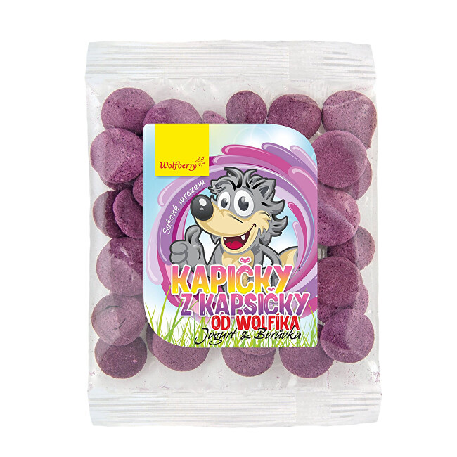 Zobrazit detail výrobku Wolfberry Kapičky z kapsičky od Wolfíka-jogurt - borůvka 17 g Zobrazit detail výrobku Wolfberry Kapičky z kapsičky od Wolfíka-jogurt - borůvka 17 g