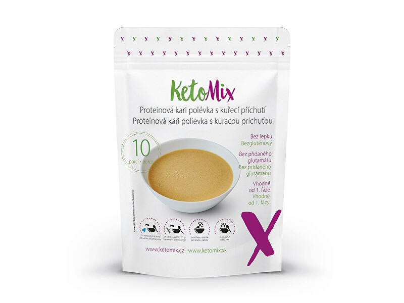 Zobrazit detail výrobku KetoMix Proteinová kari polévka s kuřecí příchutí 10 porcí 250 g Zobrazit detail výrobku KetoMix Proteinová kari polévka s kuřecí příchutí 10 porcí 250 g