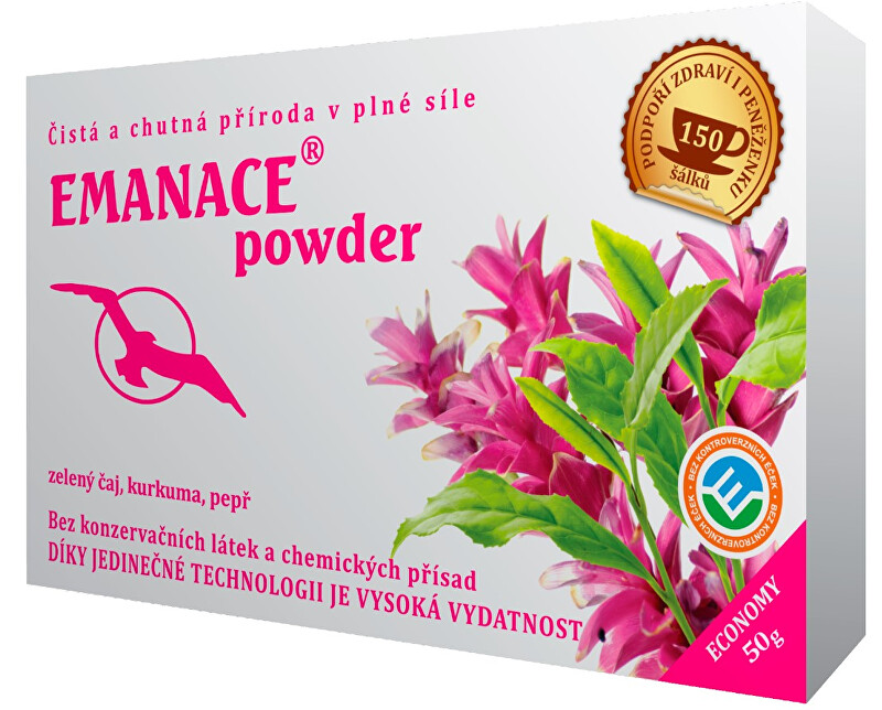 Čaje Hannasaki Emanácia powder - zelený čaj, kurkuma, čierne korenie 50 g