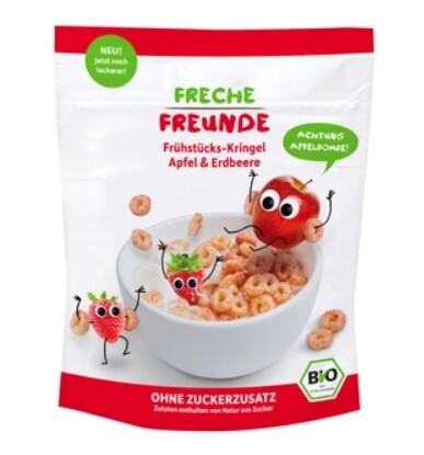 Zobrazit detail výrobku Freche Freunde BIO Cereálie - kroužky - Jablko a jahoda 125 g Zobrazit detail výrobku Freche Freunde BIO Cereálie - kroužky - Jablko a jahoda 125 g