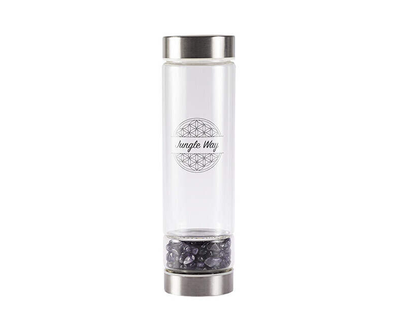 Jungle Way Sklenená fľaša s ametystom 480 ml