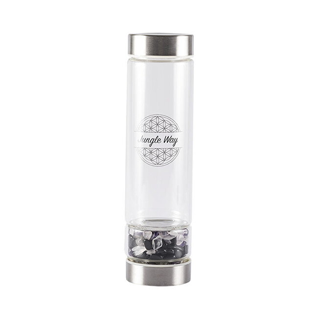 Jungle Way Sklenená fľaša s polodrahokamami 480 ml