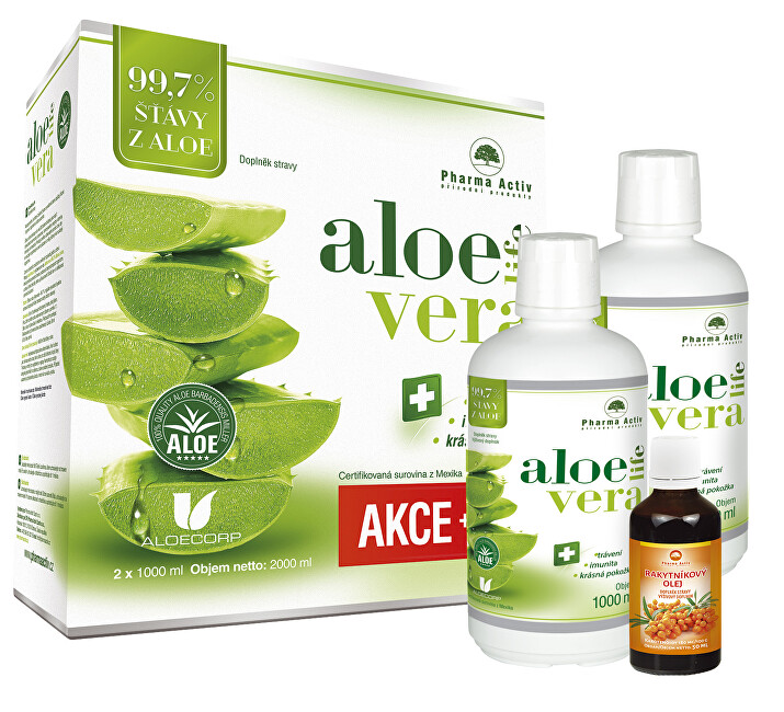 Zobrazit detail výrobku Pharma Activ Akční SET Aloe Vera Life 1000 ml 1+1 s příbalem 100% Rakytníkový olej 50 ml Zobrazit detail výrobku Pharma Activ Akční SET Aloe Vera Life 1000 ml 1+1 s příbalem 100% Rakytníkový olej 50 ml