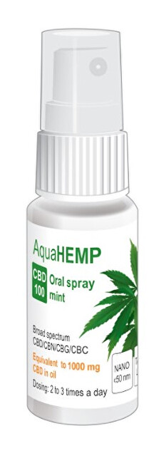 Zobrazit detail výrobku AquaHEMP AquaHEMP spray MINT broad spectrum CBD 100 Zobrazit detail výrobku AquaHEMP AquaHEMP spray MINT broad spectrum CBD 100