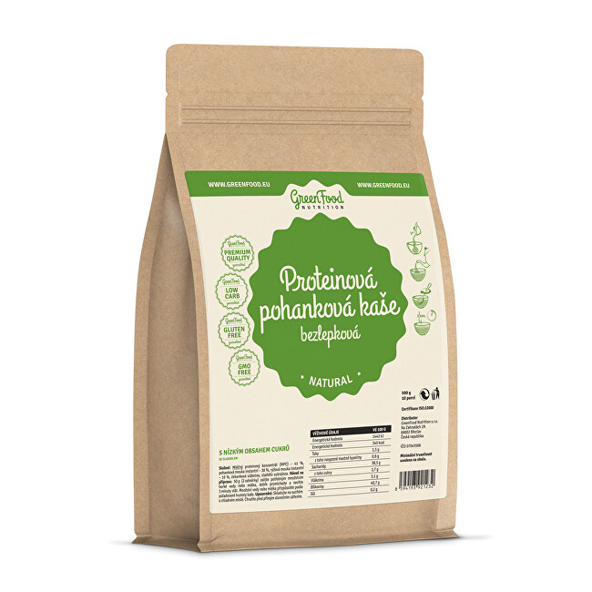 GreenFood Nutrition Proteínová pohánková kaša bezlepková natural 500 g
