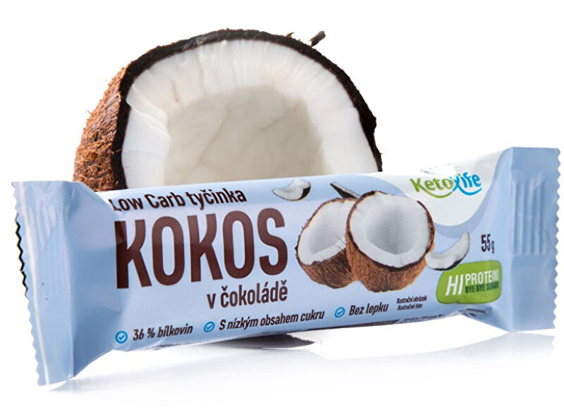 Zobrazit detail výrobku KetoLife Low Carb tyčinka - Kokos v čokoládě 55 g Zobrazit detail výrobku KetoLife Low Carb tyčinka - Kokos v čokoládě 55 g