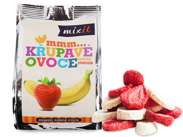 Mixit Chrumkavé ovocia do vrecká- Banán + jahoda 1 ks, 23 g
