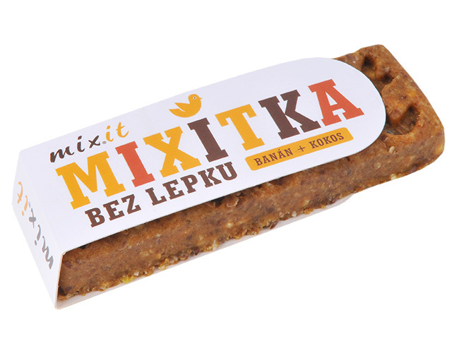 Zobrazit detail výrobku Mixit Mixitka BEZ LEPKU - Banán + kokos 50 g Zobrazit detail výrobku Mixit Mixitka BEZ LEPKU - Banán + kokos 50 g