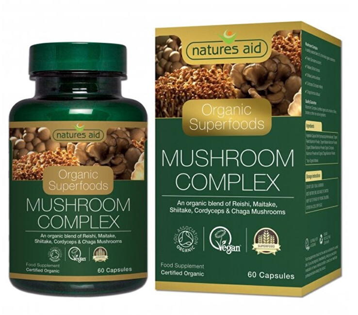 Zobrazit detail výrobku Natures Aid Reishi, Maitake, Shitake, Cordyceps, Chaga Complex 60 tablet Zobrazit detail výrobku Natures Aid Reishi, Maitake, Shitake, Cordyceps, Chaga Complex 60 tablet