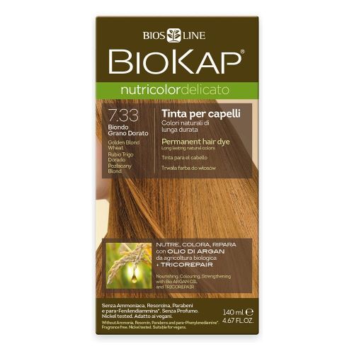Zobrazit detail výrobku Biokap NUTRICOLOR DELICATO - Barva na vlasy - 7.33 Blond Zlatá pšenice 140 ml Zobrazit detail výrobku Biokap NUTRICOLOR DELICATO - Barva na vlasy - 7.33 Blond Zlatá pšenice 140 ml