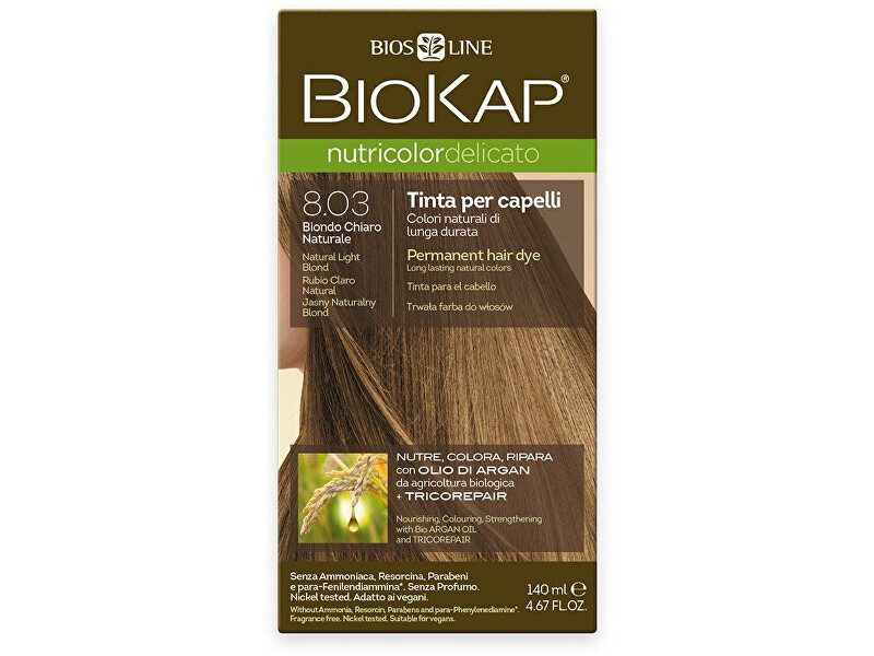 Zobrazit detail výrobku Biokap NUTRICOLOR DELICATO - Barva na vlasy - 8.03 Blond přírodní světlá 140 ml Zobrazit detail výrobku Biokap NUTRICOLOR DELICATO - Barva na vlasy - 8.03 Blond přírodní světlá 140 ml