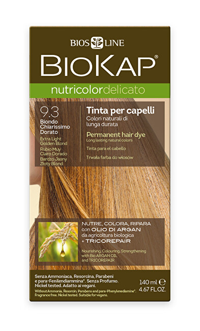 Zobrazit detail výrobku Biokap NUTRICOLOR DELICATO - Barva na vlasy - 9.30 Blond zlatá - Extra světlá 140 ml Zobrazit detail výrobku Biokap NUTRICOLOR DELICATO - Barva na vlasy - 9.30 Blond zlatá - Extra světlá 140 ml