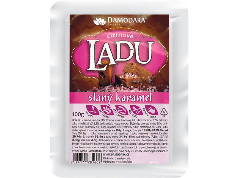 Zobrazit detail výrobku Damodara Ladu cizrnové slaný karamel 100g Zobrazit detail výrobku Damodara Ladu cizrnové slaný karamel 100g