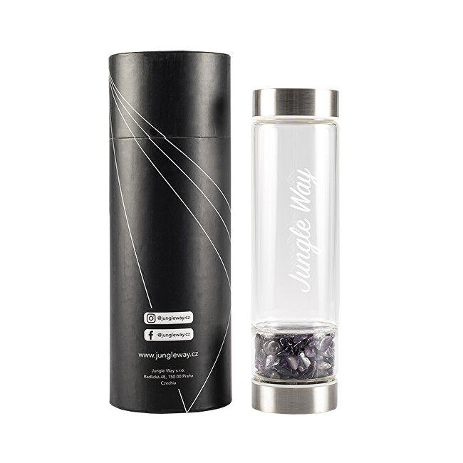 Zobrazit detail výrobku Jungle Way Designová skleněná láhev s ametystem 480 ml Zobrazit detail výrobku Jungle Way Designová skleněná láhev s ametystem 480 ml