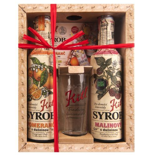 Kitl Syrob darčekové balenie s pohárom (Pomaranč, Malina) 2 x 500 ml