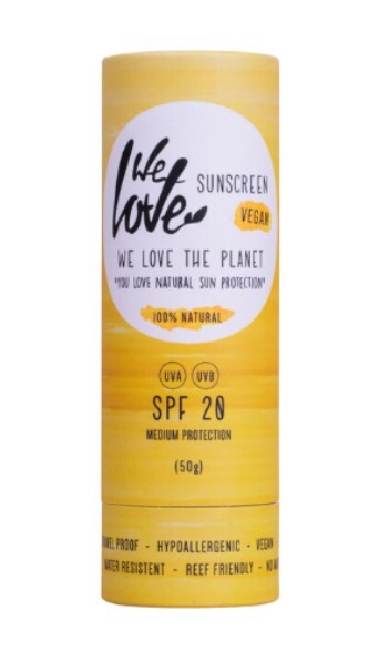 We Love the Planet Prírodný opaľovací krém v tyčinke SPF 20, 50 g