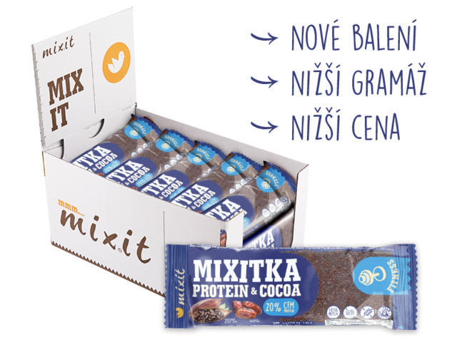 Zobrazit detail výrobku Mixit Mixitka bez lepku - Protein + kakao 20 ks Zobrazit detail výrobku Mixit Mixitka bez lepku - Protein + kakao 20 ks