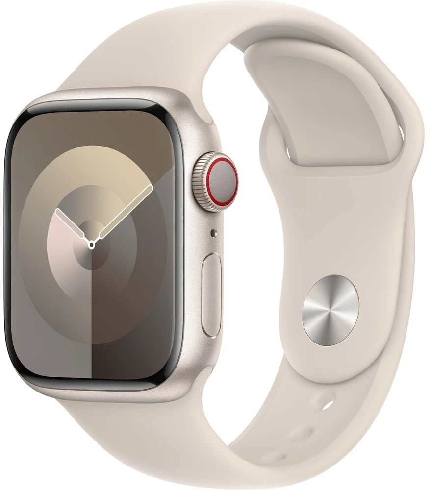 Apple -  Apple -  Watch Series 9 Cellular 41mm Hvězdně bílý hliník s hvězdně bílým sportovním řemínkem - S/M