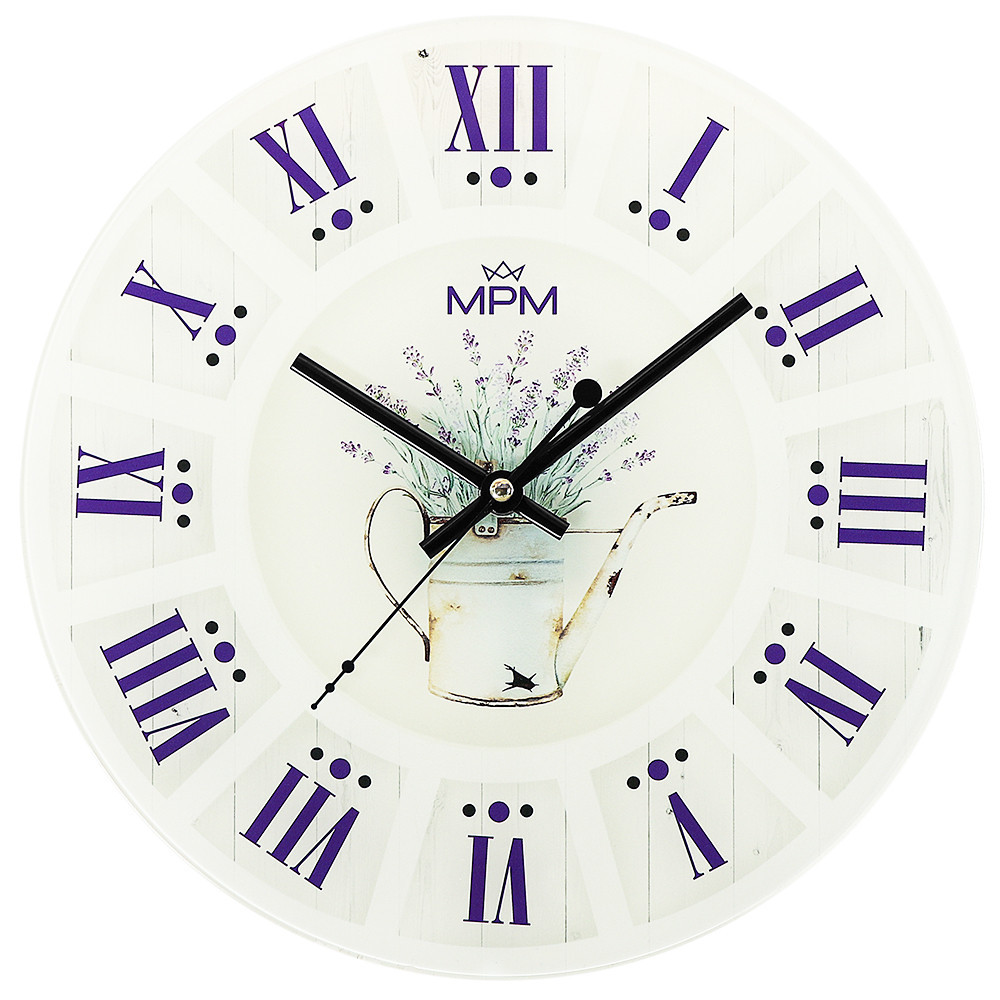MPM Quality Nástěnné skleněné hodiny Provence E09.4376