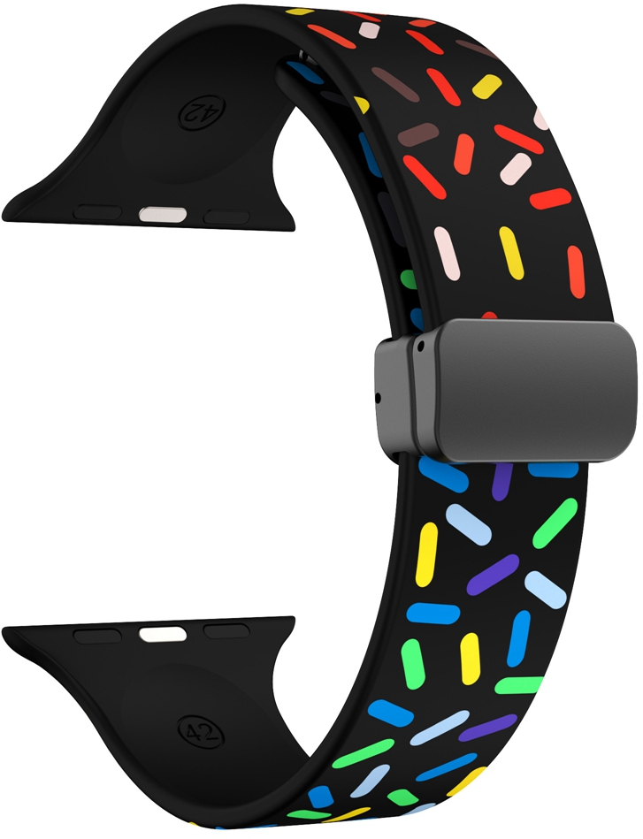 4wrist Silikonový řemínek s barevným motivem pro Apple Watch 38/40/41 mm - Černý