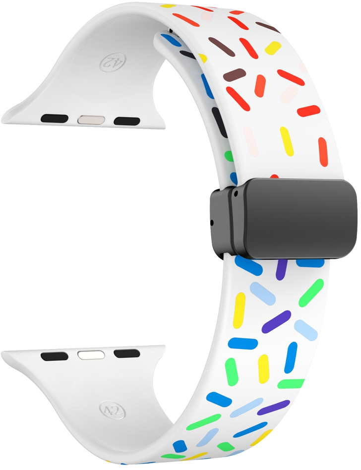 4wrist Silikonový řemínek s barevným motivem pro Apple Watch 42/44/45/49 mm - Bílý