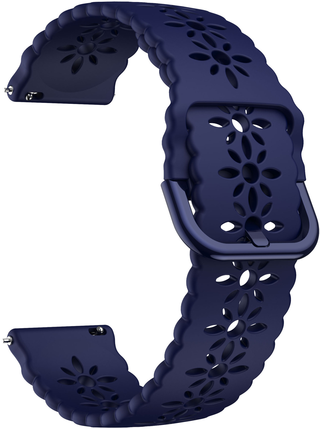 4wrist Silikonový řemínek s květinovým vzorem 20 mm - Dark Blue