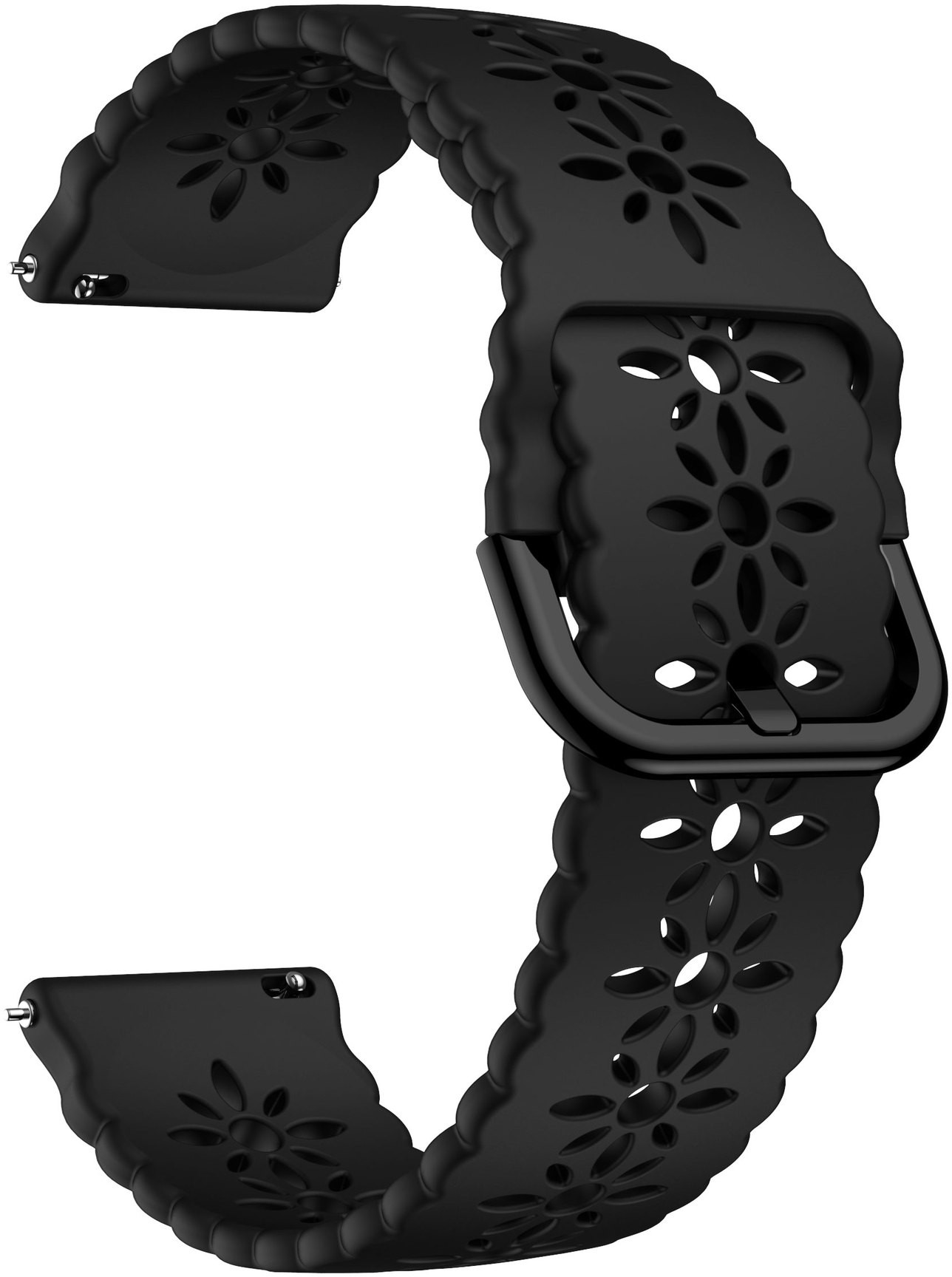 4wrist Silikonový řemínek s květinovým vzorem 22 mm - Black
