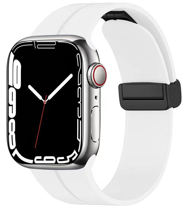 4wrist Silikonový řemínek s magnetickou sponou pro Apple Watch 42/44/45/49 mm - White