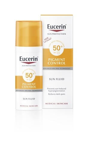 Eucerin Emulze na opalování na obličej s depigmentačním účinkem Pigment Control SPF 50+ (Pigment Control Sun Fluid) 50 ml
