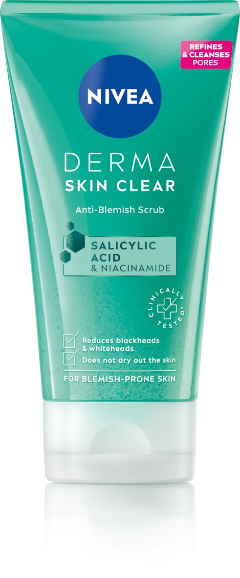 Nivea Čistiaci pleťový peeling Derma Skin Clear (Anti-Blemish Scrub) 150 ml