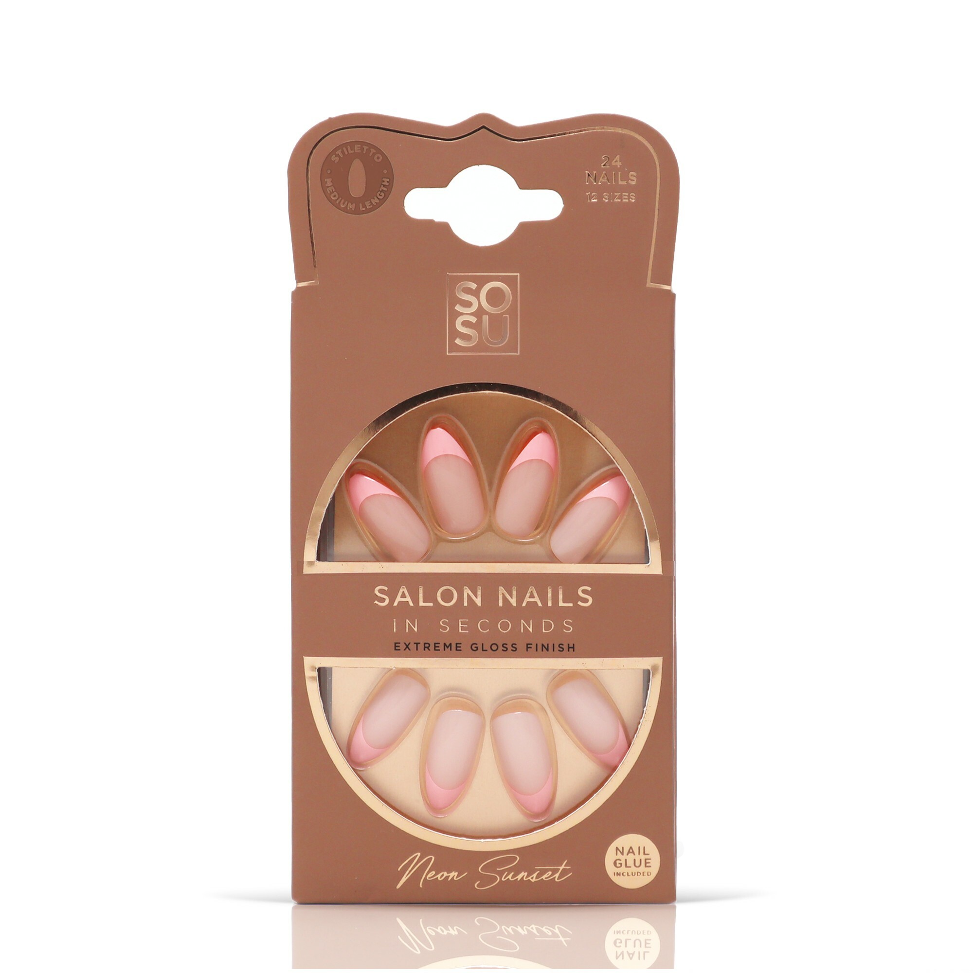 SOSU Cosmetics Umělé nehty Neon Sunset (Salon Nails) 24 ks