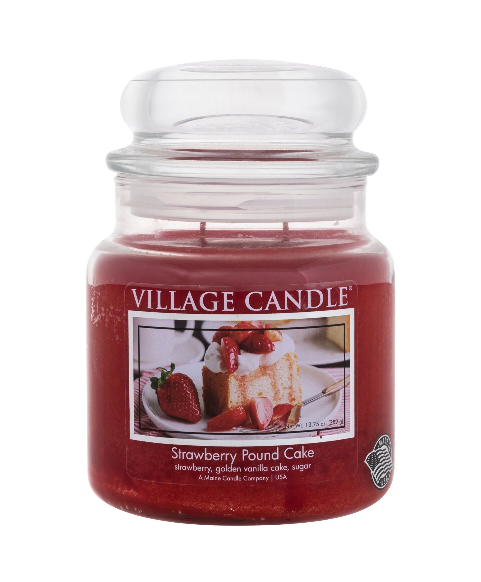 Village Candle Vonná svíčka ve skle Jahodový koláč (Strawberry Pound Cake) 389 g