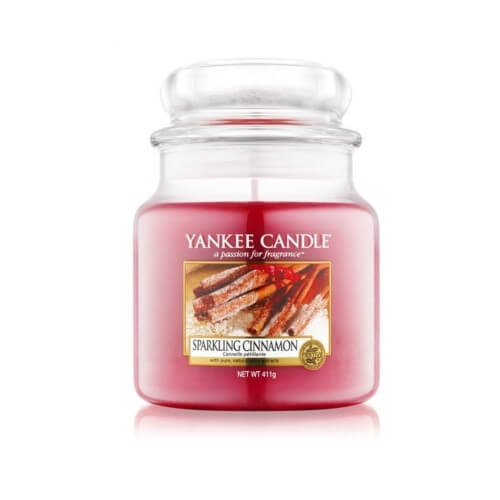 Yankee Candle Vonná svíčka Classic střední Třpytivá skořice (Sparkling Cinnamon) 411 g