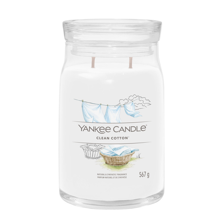 Yankee Candle Aromatická sviečka Signature sklo veľké Clean Cotton 567 g