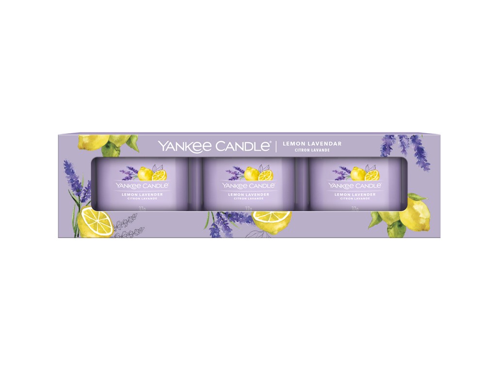 Yankee Candle Sada votivních svíček ve skle Lemon Lavender 3 x 37 g