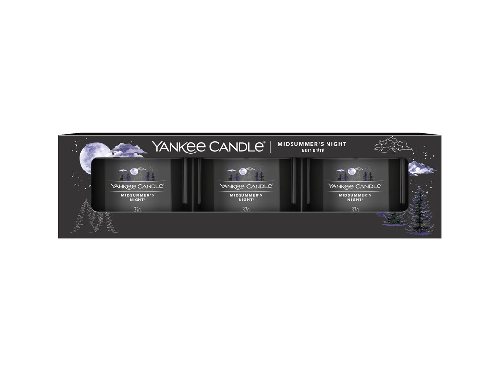 Yankee Candle Sada votívnych sviečok v skle Midsummer`s Night 3 x 37 g