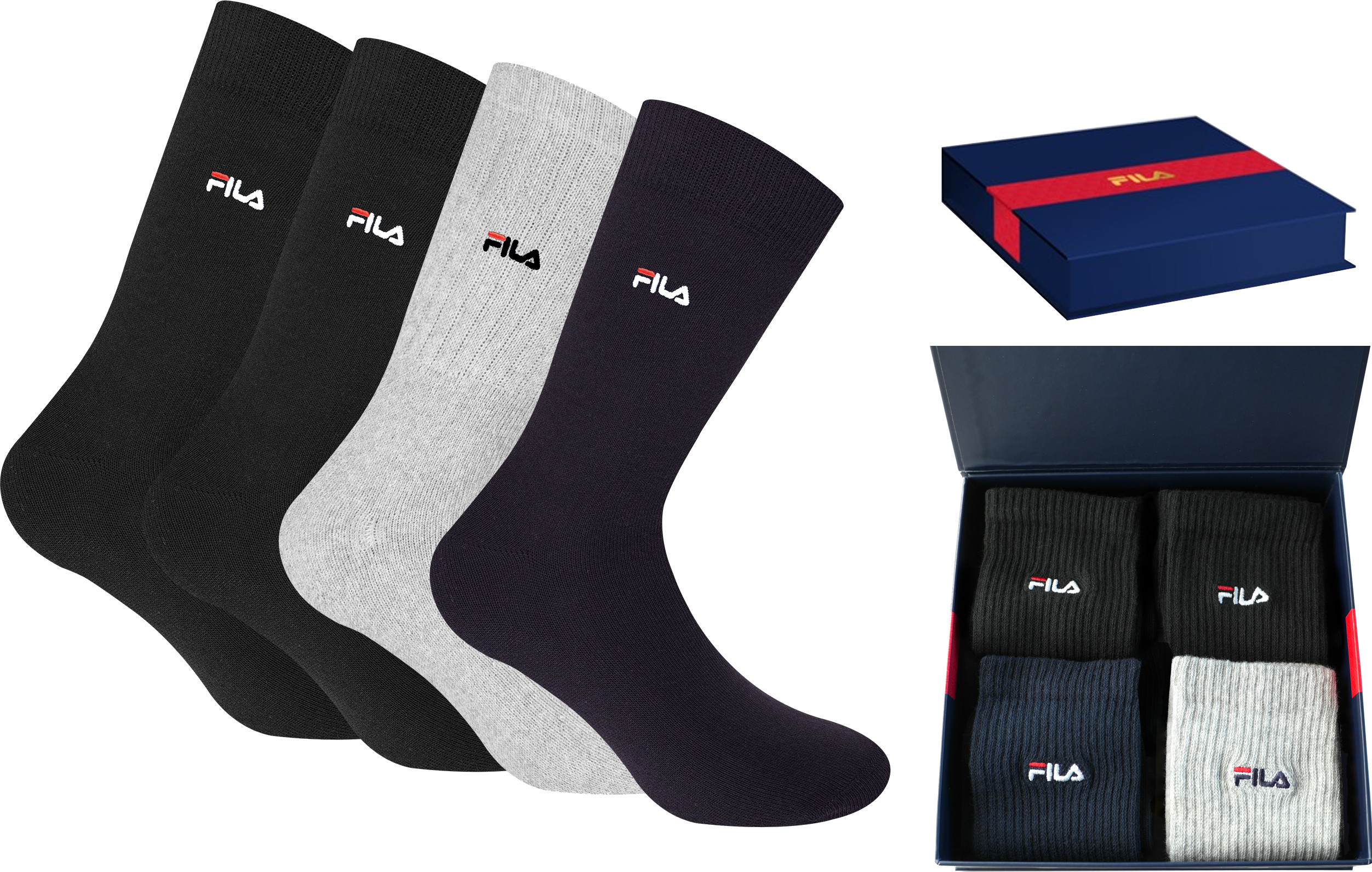 Fila 4 PACK - pánské ponožky FB4405/4-999 39-42