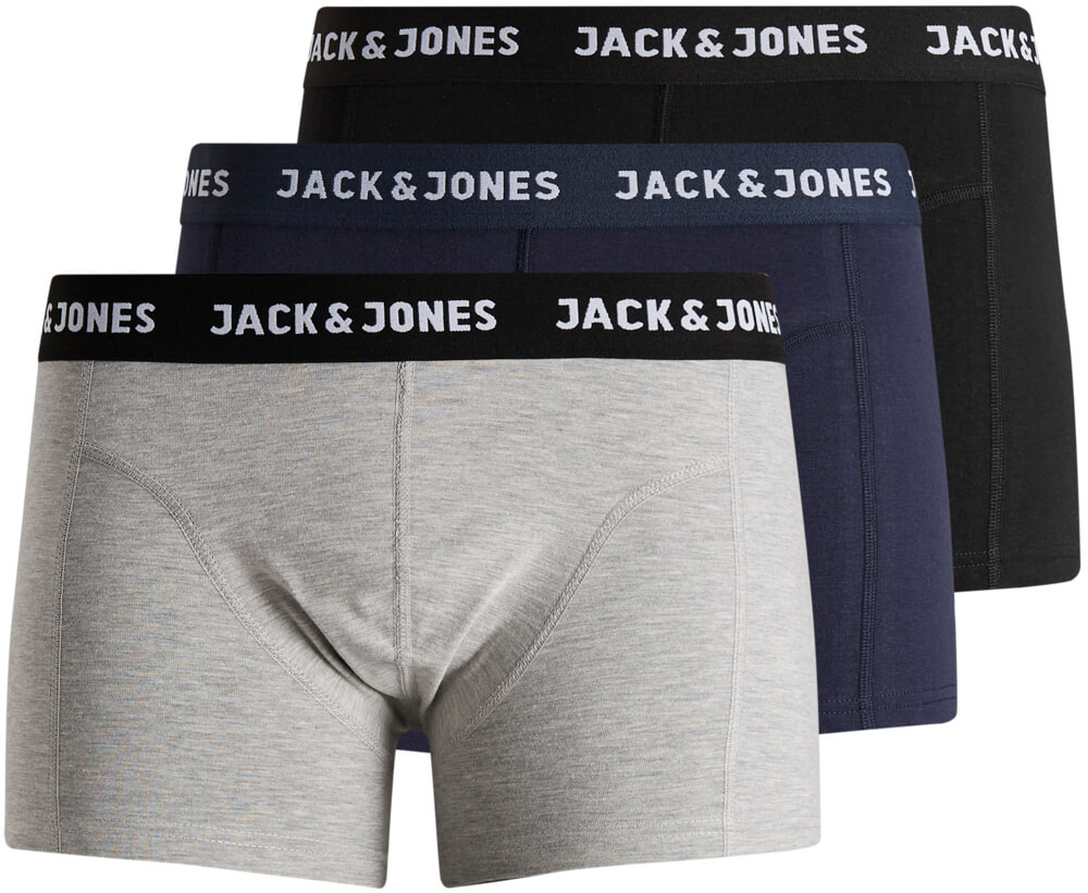 Jack&Jones 3 PACK - pánské boxerky JACANTHONY 12160750 Black - Blue nights - LGM S