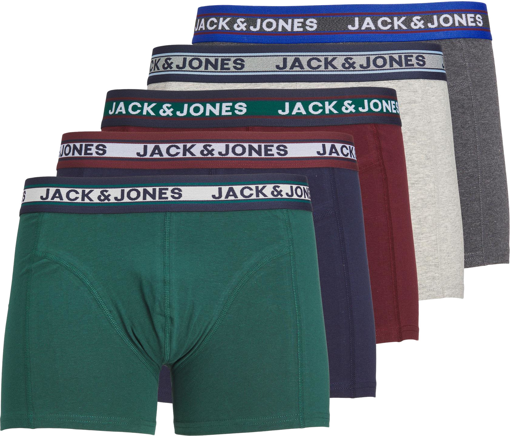 Jack&Jones 5 PACK - pánske boxerky JACOLIVER 12242050 Dark Grey Melange S