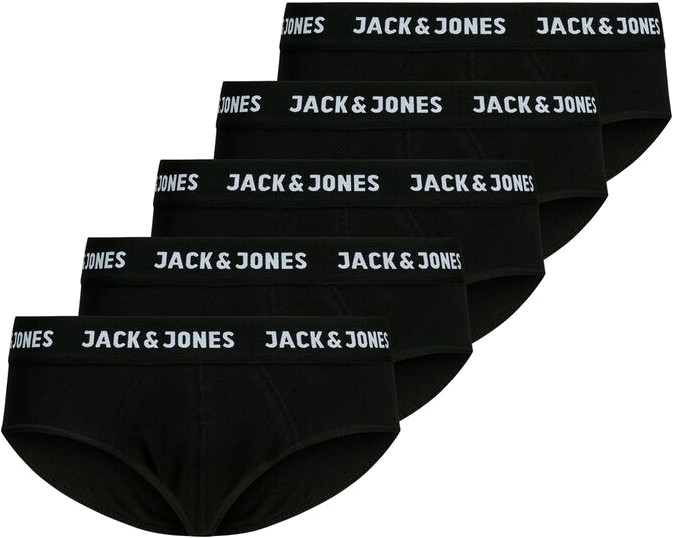 Jack&Jones 5 PACK - pánské slipy JACSOLID 12175102 Black M