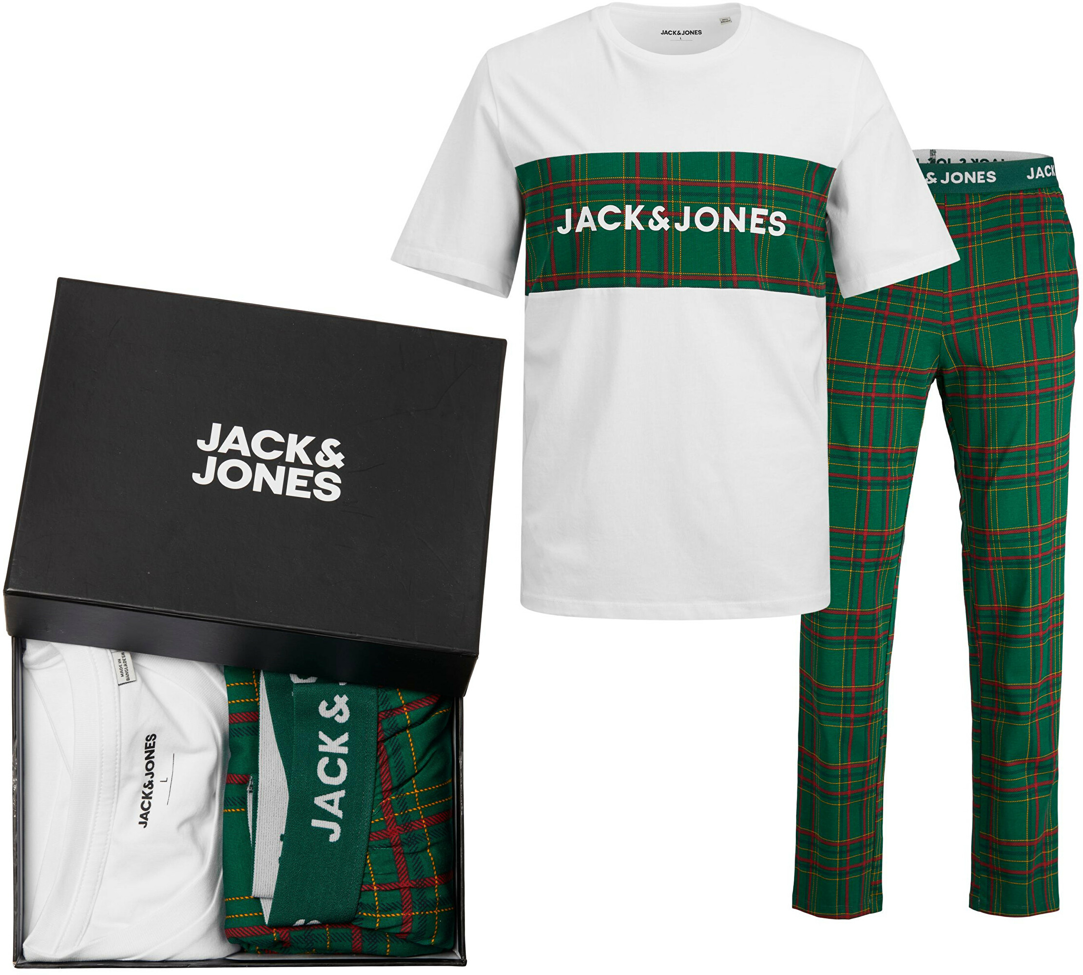 Jack&Jones Pánské pyžamo JACJJ Standard Fit 12246380 White XL